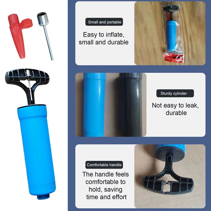 Air Pump for Balls Portable Small Hand Pump Blue Manual Air Pump with Needle Wear-Resistant Hand Pump for Basketball Balloons