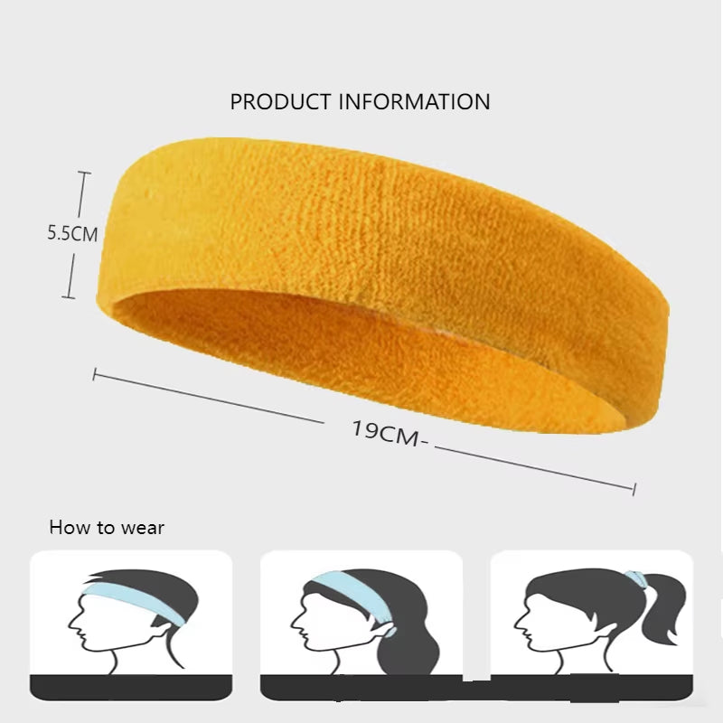 Outdoor Sweat Sports Elastic Cotton Hairband Fashion Headbands for Women Men Solid Running Fitness Yoga Hair Bands Stretch