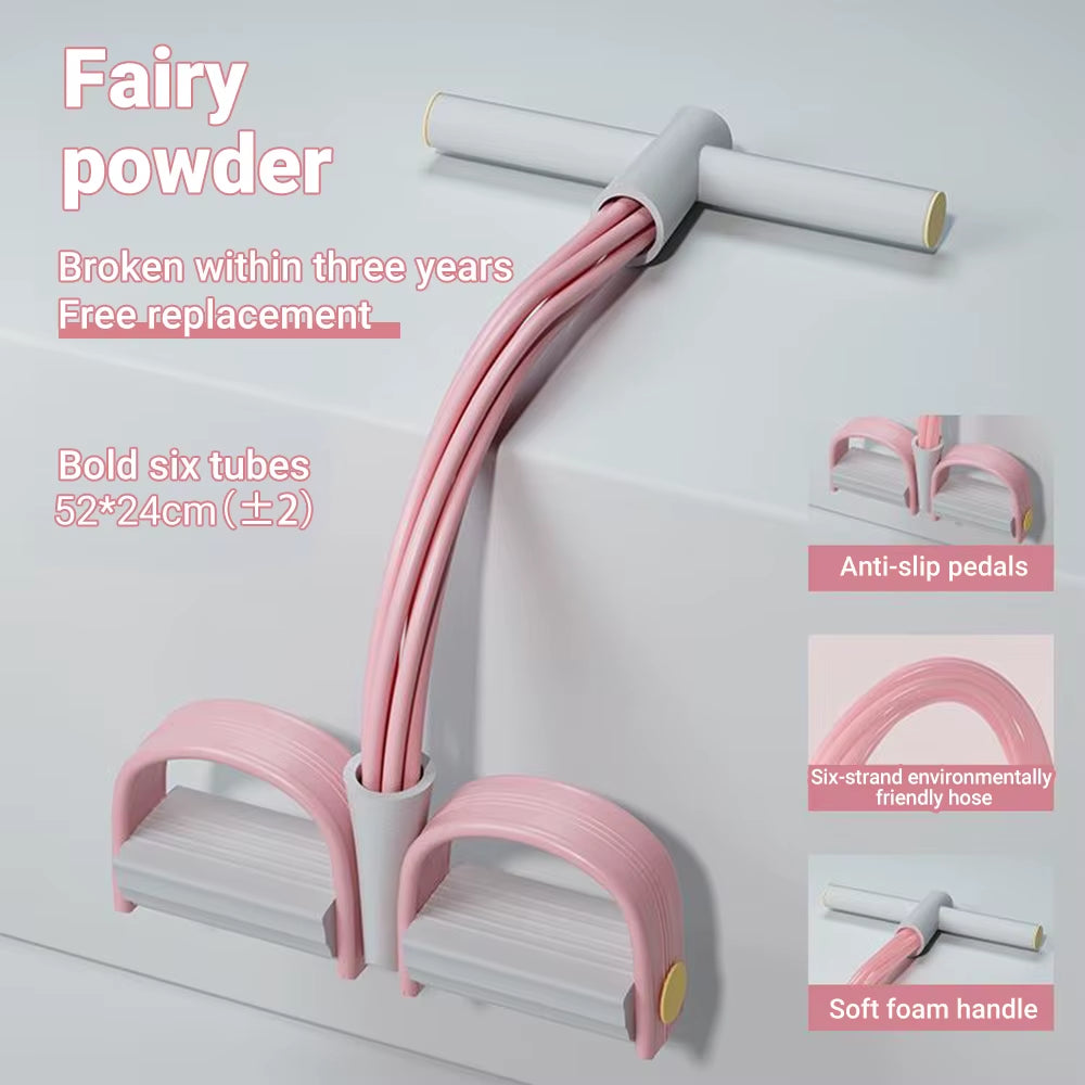 6-Tube Resistance Band Multi Function Tension Rope Fitness Bands 6-Tube Elastic Yoga Pedal Puller for Sports Exercises at Gym