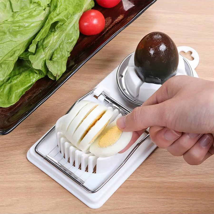 2-In-1 Multi-Function Egg Slicer Preserved Egg Fruit Cutter Modern Kitchen Gadget Tool Durable Metal Plastic Easy Slice