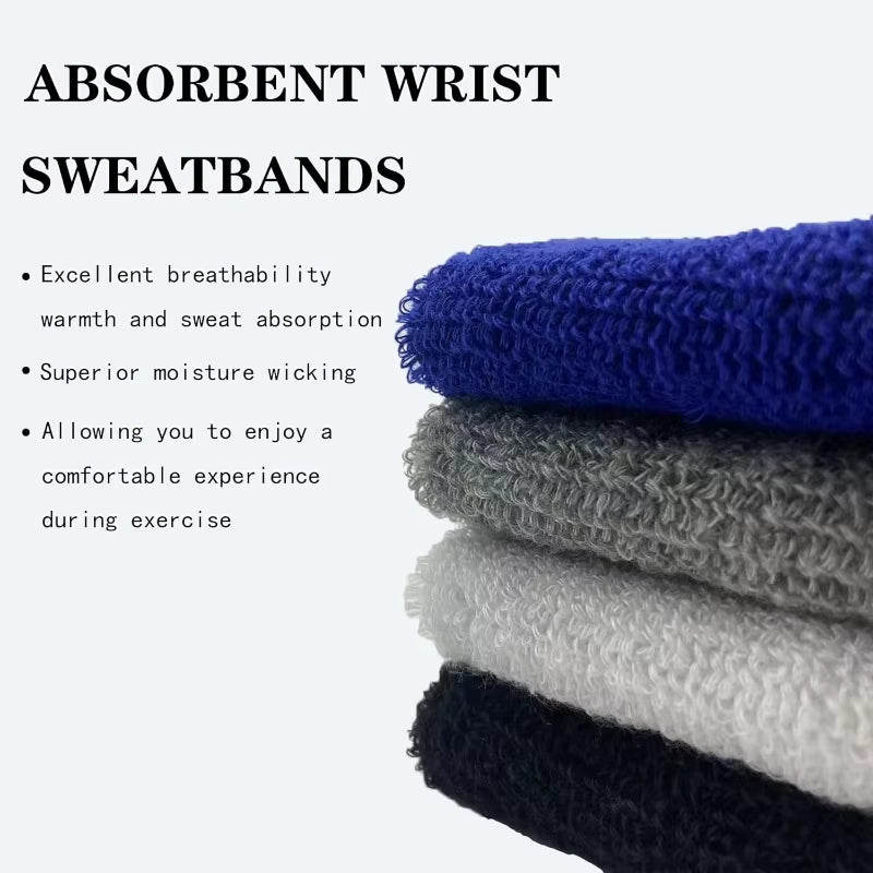 New Hot 1Pairs 2Pcs Set Breathable Cotton Wrist Sweatbands Sweat Absorbent Wristbands for Tennis Football Basketball Running Gym