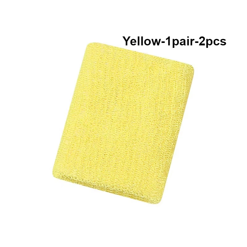 New Hot 1Pairs 2Pcs Set Breathable Cotton Wrist Sweatbands Sweat Absorbent Wristbands for Tennis Football Basketball Running Gym