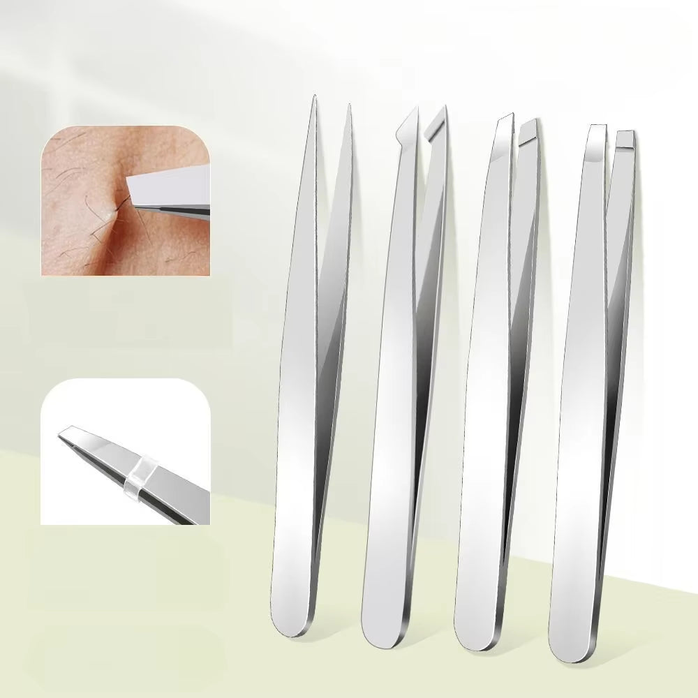 4Pcs Tweezers Set-Precision Eyebrow and Facial Hair Debris and Endogenous Hair Removal Suitable for Both Men and Wome