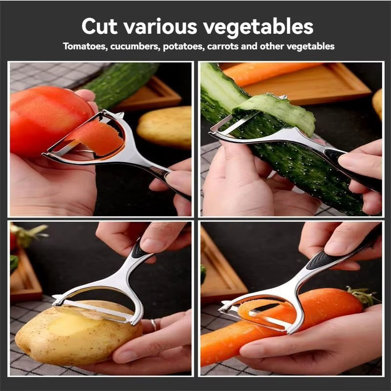 1Pcs Serrated Blade/Flat Blade Zinc Alloy Paring Knife Peeler Household Paring Knife Potato Scraper Melon Grater Kitchen Multifu