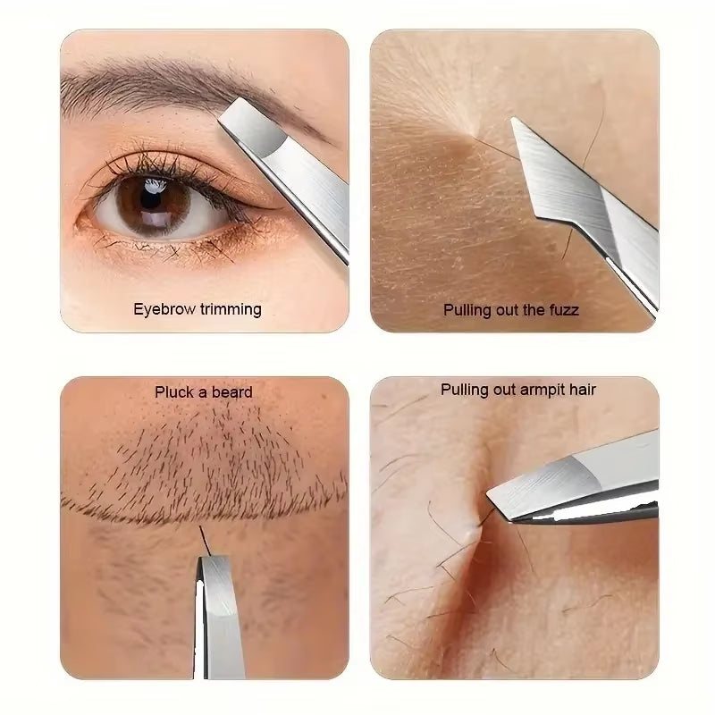 4Pcs Tweezers Set-Precision Eyebrow and Facial Hair Debris and Endogenous Hair Removal Suitable for Both Men and Wome