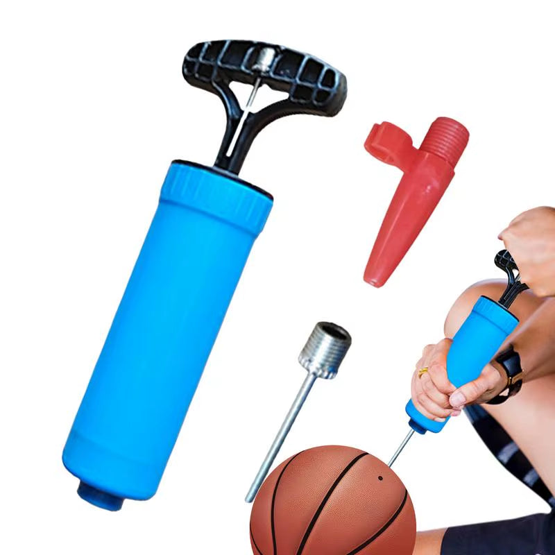 Air Pump for Balls Portable Small Hand Pump Blue Manual Air Pump with Needle Wear-Resistant Hand Pump for Basketball Balloons
