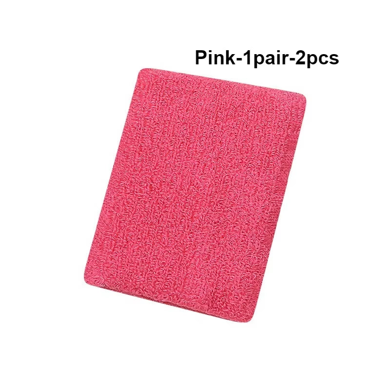 New Hot 1Pairs 2Pcs Set Breathable Cotton Wrist Sweatbands Sweat Absorbent Wristbands for Tennis Football Basketball Running Gym