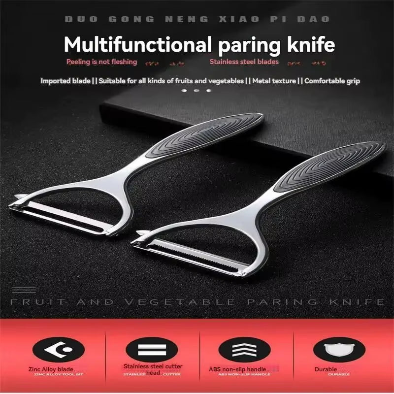 1Pcs Serrated Blade/Flat Blade Zinc Alloy Paring Knife Peeler Household Paring Knife Potato Scraper Melon Grater Kitchen Multifu