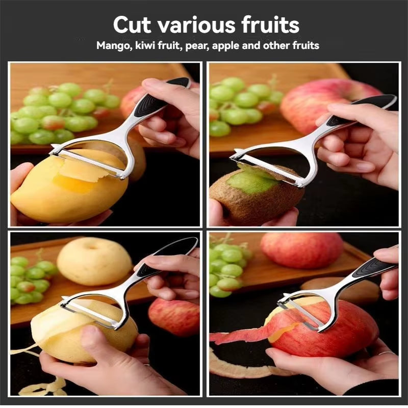 1Pcs Serrated Blade/Flat Blade Zinc Alloy Paring Knife Peeler Household Paring Knife Potato Scraper Melon Grater Kitchen Multifu