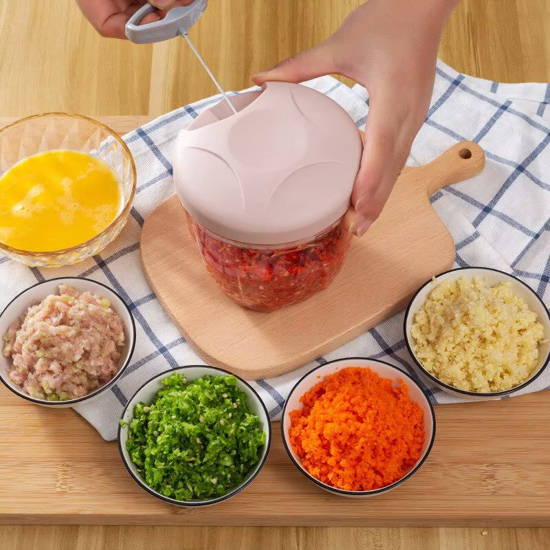 1Pc Pink/Blue 500ML/900ML Household Kitchen Garlic Chopper Mashed Hand Pulled Meat Grinder Multifunctional Vegetable