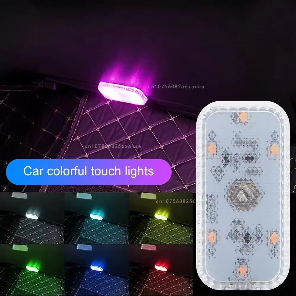Car Interior Lights Finger Touch Sensor Mini LED Reading Lamp Wireless Touch Light USB Charging Auto Roof Atmosphere Lamp