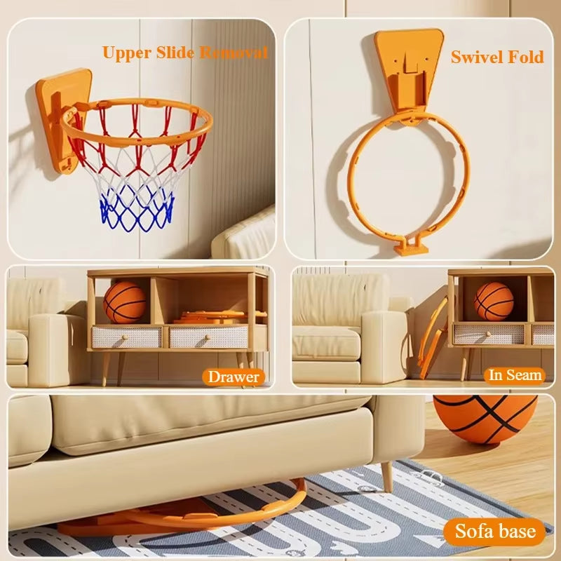 Indoor Basketball Hoops Children'S Basketball Hoops Household Mute Ball Wall Mounted Foldable Basketball Hoop Training Equipment