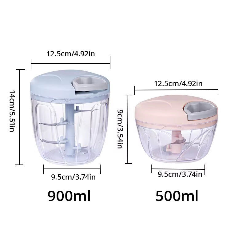 1Pc Pink/Blue 500ML/900ML Household Kitchen Garlic Chopper Mashed Hand Pulled Meat Grinder Multifunctional Vegetable
