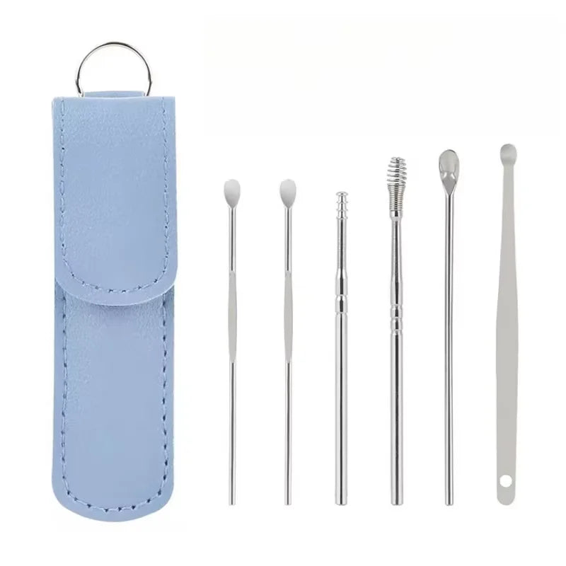 Creative 6-Piece Portable Ear Spoon Set, Ear Spoon Set for Home Use, Adult Spiral Spring Ear Spoon