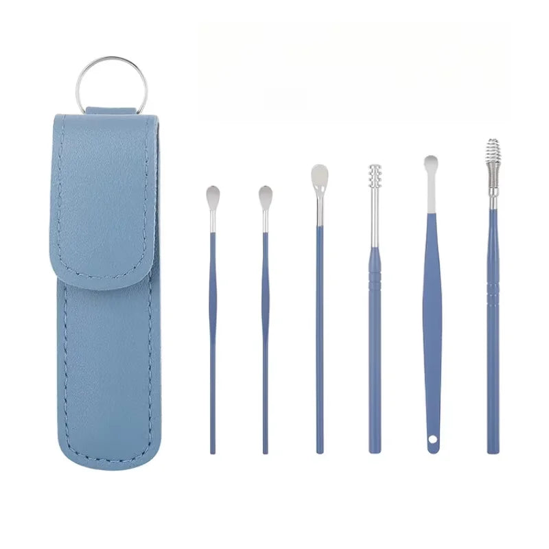 Creative 6-Piece Portable Ear Spoon Set, Ear Spoon Set for Home Use, Adult Spiral Spring Ear Spoon