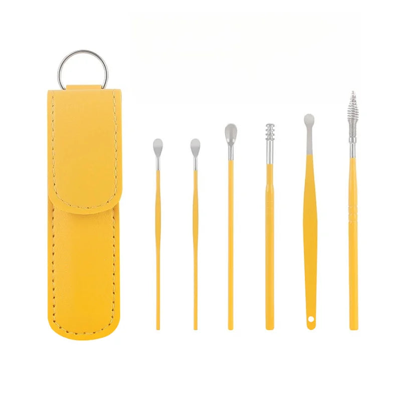 Creative 6-Piece Portable Ear Spoon Set, Ear Spoon Set for Home Use, Adult Spiral Spring Ear Spoon
