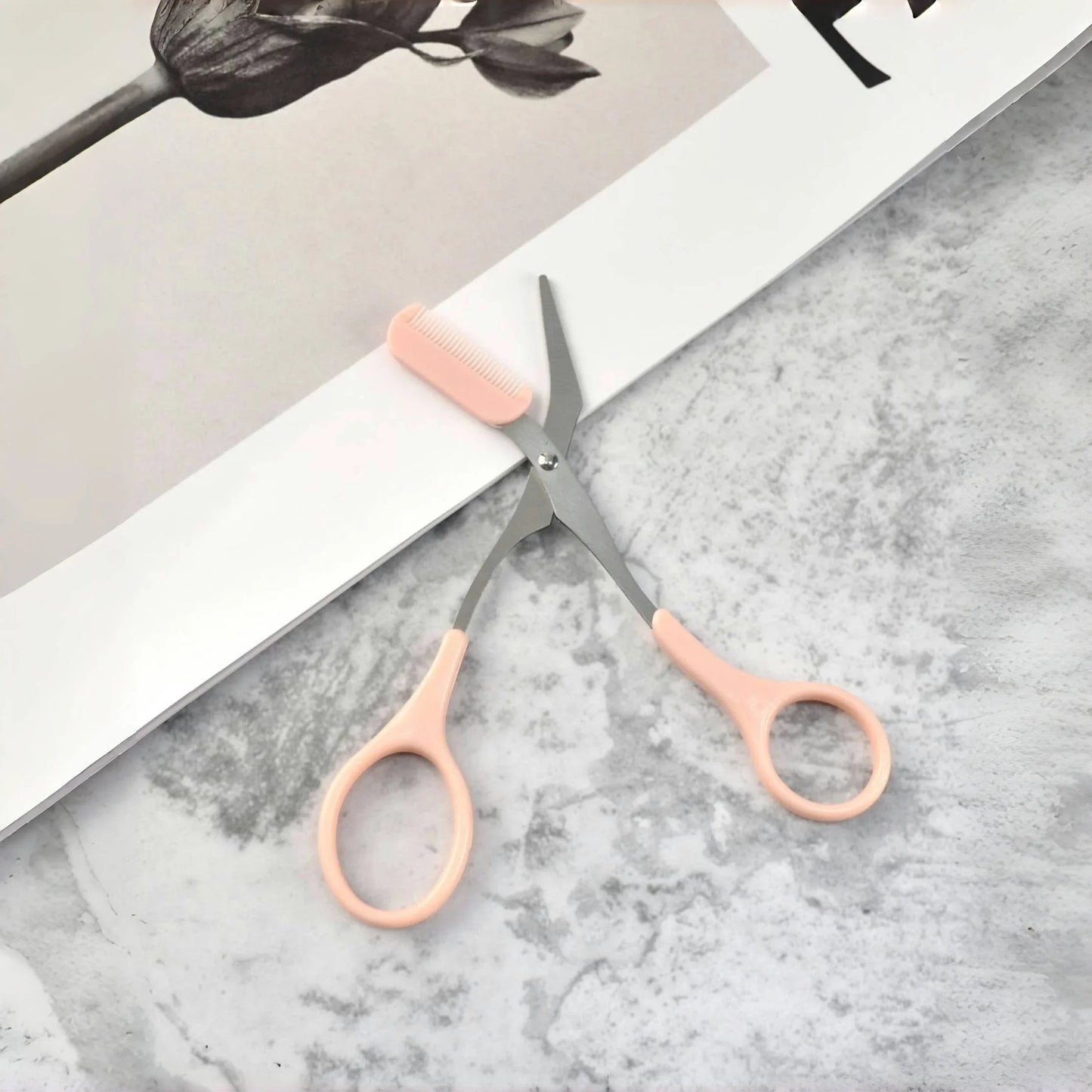 1 Pcs Eyebrow Trimming Scissors with Built-In Comb - Stainless Steel, Precise Grooming Tool, Creating Perfect Eyebrows