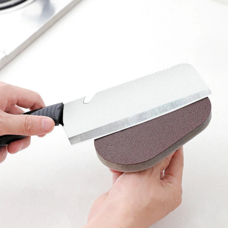 Magic Emery Sponge Brush with Handle Reusable Wipe Eraser Cleaner Kitchen Pot Brush Strong Decontamination Cleaning Tools