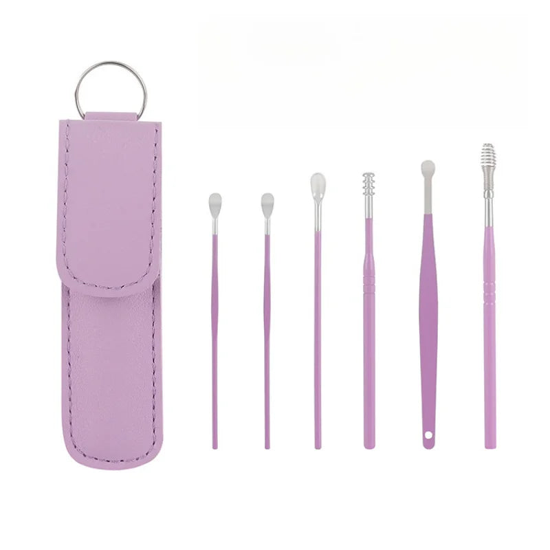 Creative 6-Piece Portable Ear Spoon Set, Ear Spoon Set for Home Use, Adult Spiral Spring Ear Spoon