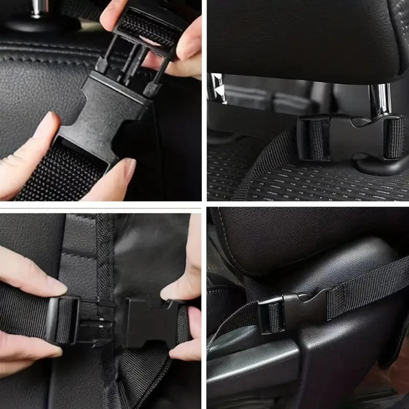 1Pc Simple Black Large Size Multi Grid Seat Back Hanging Car Storage Bag, Multifunction Car Storage Bag for Car, Halloween, Than