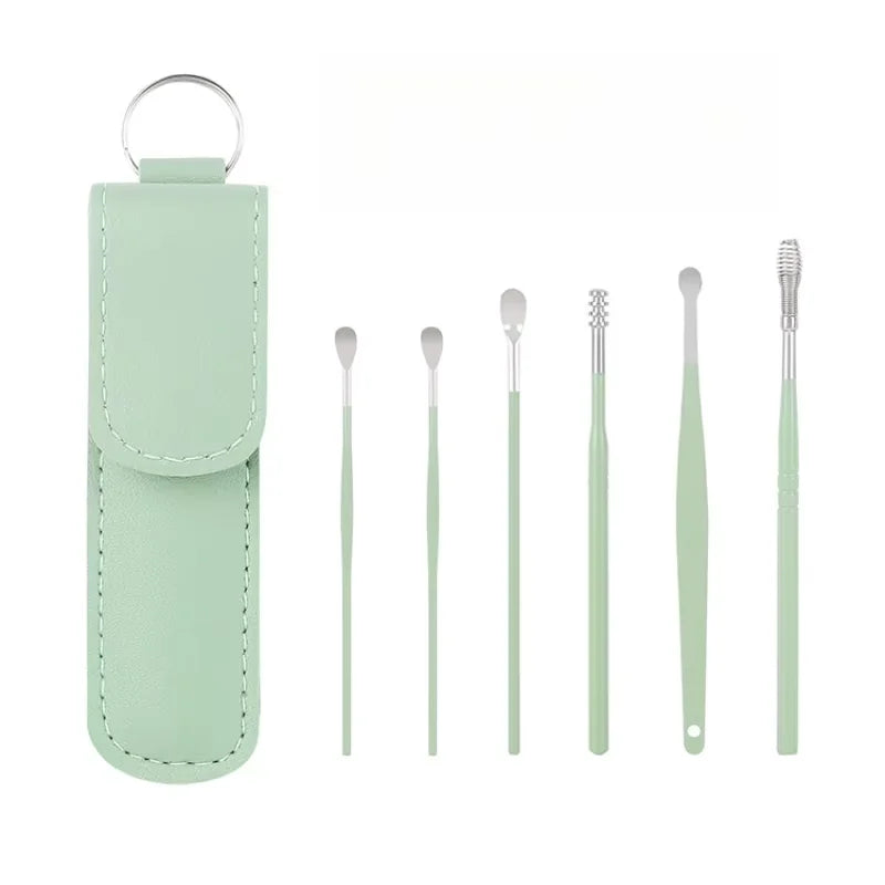 Creative 6-Piece Portable Ear Spoon Set, Ear Spoon Set for Home Use, Adult Spiral Spring Ear Spoon