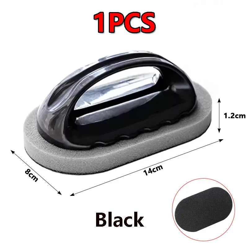Magic Emery Sponge Brush with Handle Reusable Wipe Eraser Cleaner Kitchen Pot Brush Strong Decontamination Cleaning Tools