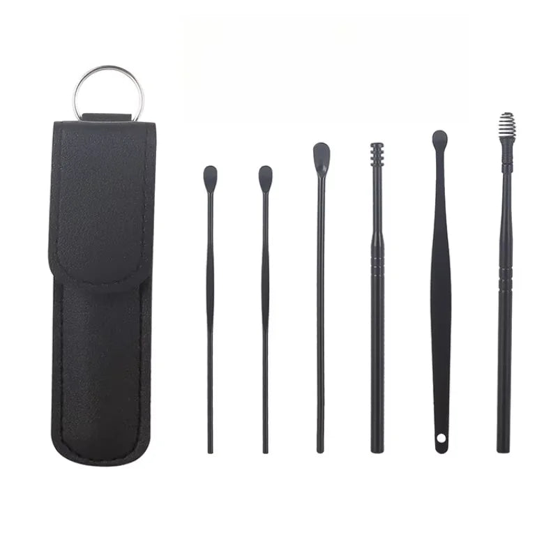 Creative 6-Piece Portable Ear Spoon Set, Ear Spoon Set for Home Use, Adult Spiral Spring Ear Spoon