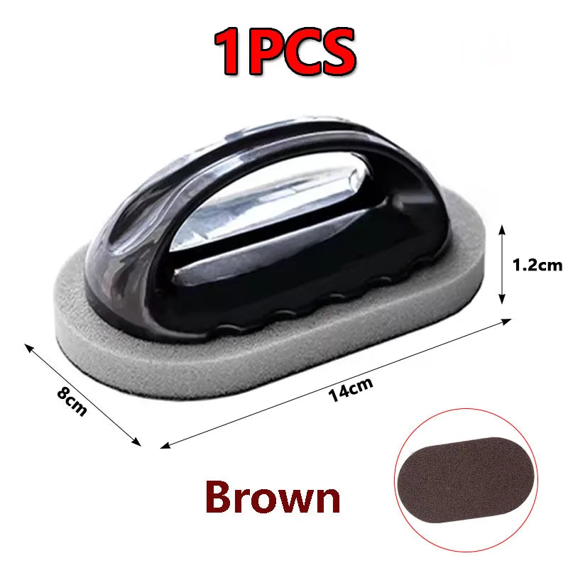 Magic Emery Sponge Brush with Handle Reusable Wipe Eraser Cleaner Kitchen Pot Brush Strong Decontamination Cleaning Tools