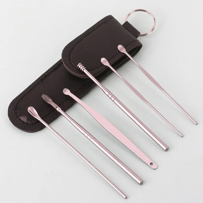 Creative 6-Piece Portable Ear Spoon Set, Ear Spoon Set for Home Use, Adult Spiral Spring Ear Spoon