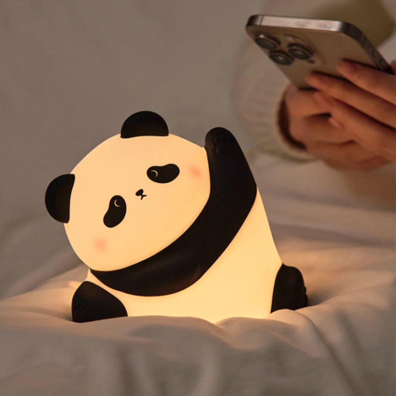 Panda LED Night Light Touch Sensor Cartoon Kid'S Nightlights Silicone Child Holiday Christmas Gift Bedside Lamp Bedroom Decor