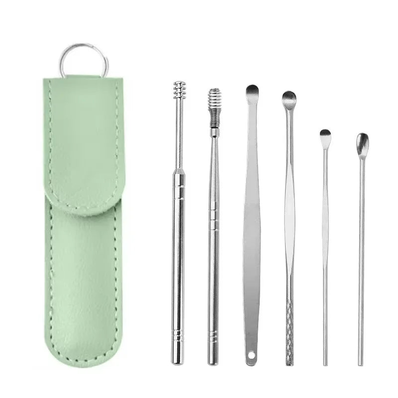 Creative 6-Piece Portable Ear Spoon Set, Ear Spoon Set for Home Use, Adult Spiral Spring Ear Spoon