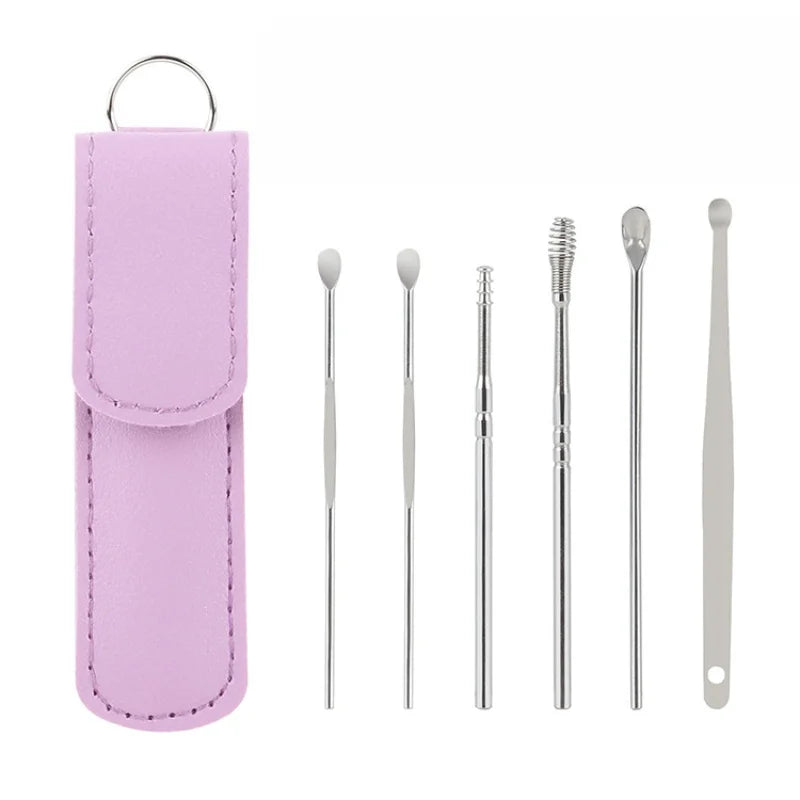 Creative 6-Piece Portable Ear Spoon Set, Ear Spoon Set for Home Use, Adult Spiral Spring Ear Spoon