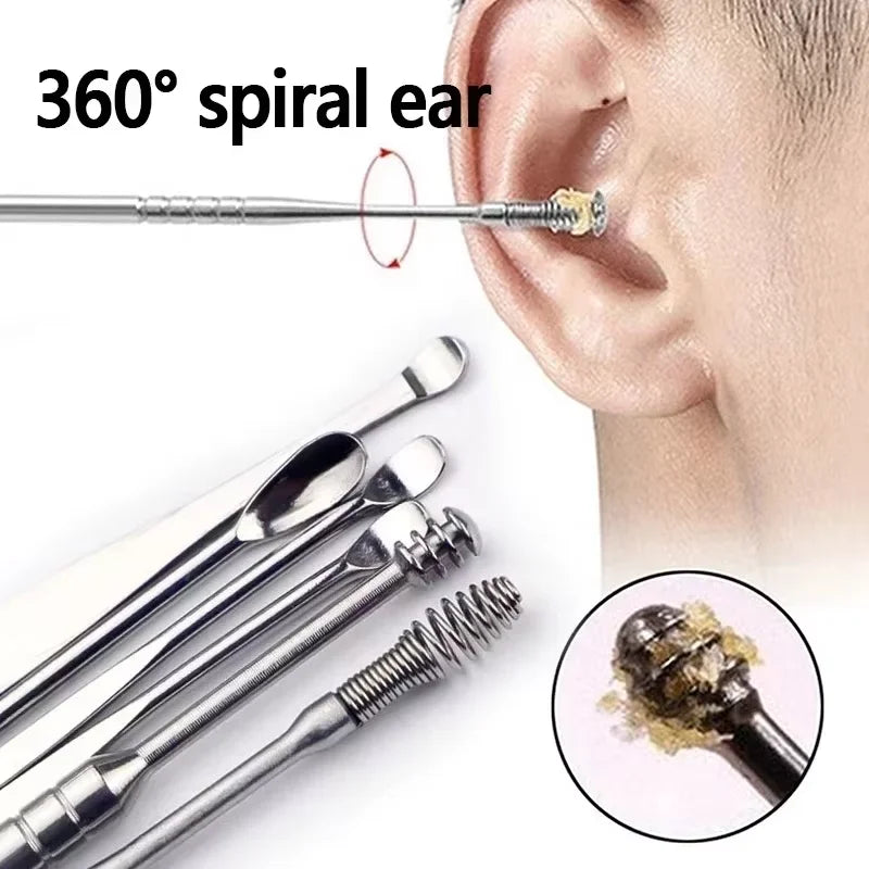 Creative 6-Piece Portable Ear Spoon Set, Ear Spoon Set for Home Use, Adult Spiral Spring Ear Spoon