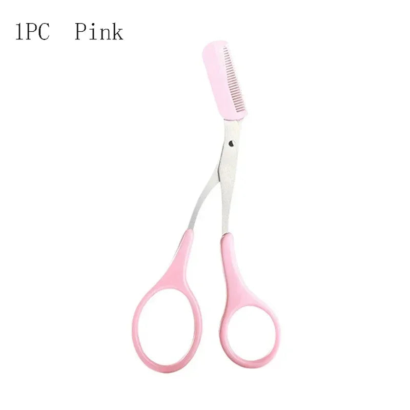 1 Pcs Eyebrow Trimming Scissors with Built-In Comb - Stainless Steel, Precise Grooming Tool, Creating Perfect Eyebrows