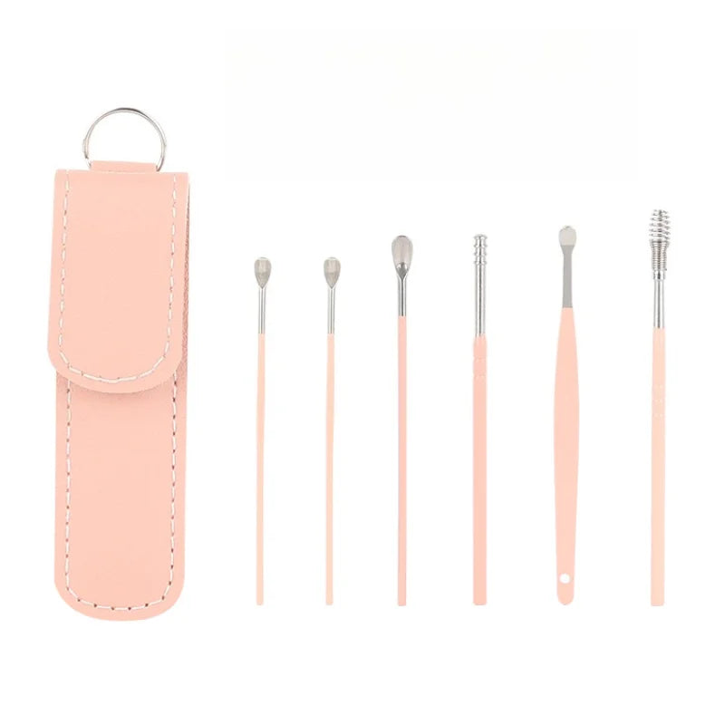 Creative 6-Piece Portable Ear Spoon Set, Ear Spoon Set for Home Use, Adult Spiral Spring Ear Spoon