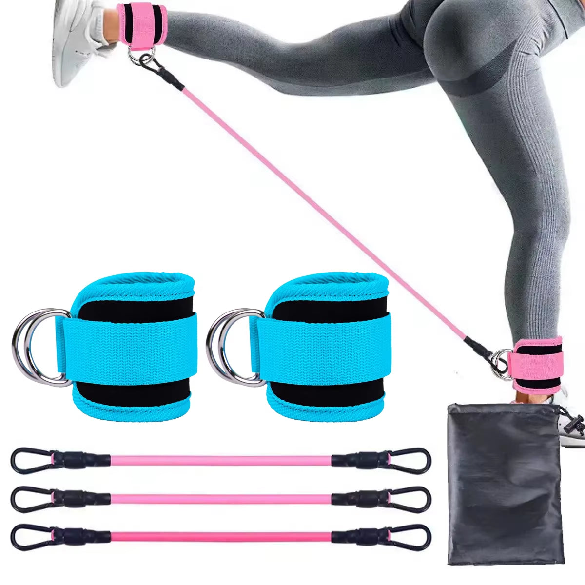 TPE Resistance Bands Ankle Straps Fitness Booty Band Squat Glute Workout Yoga Gym Equipment Guard Leg Strength Safety Extensions