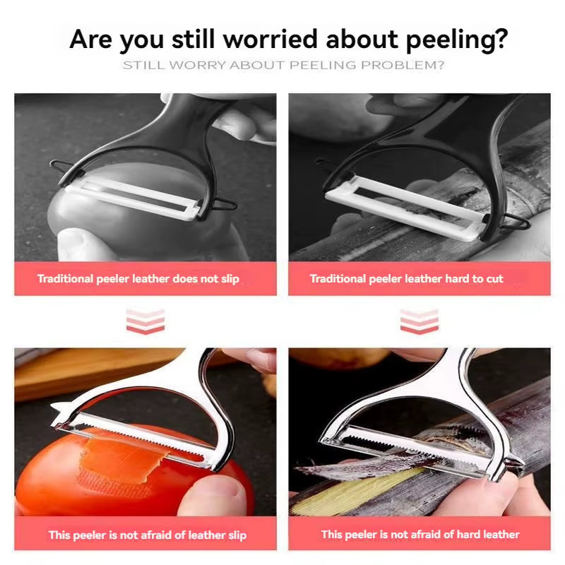 1Pcs Serrated Blade/Flat Blade Zinc Alloy Paring Knife Peeler Household Paring Knife Potato Scraper Melon Grater Kitchen Multifu