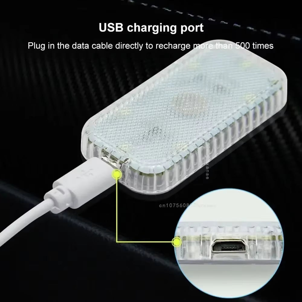 Car Interior Lights Finger Touch Sensor Mini LED Reading Lamp Wireless Touch Light USB Charging Auto Roof Atmosphere Lamp