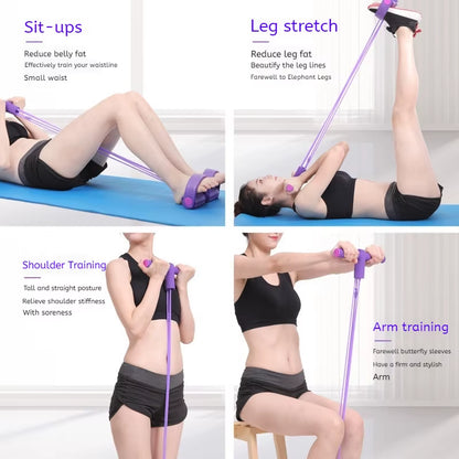 6-Tube Resistance Band Multi Function Tension Rope Fitness Bands 6-Tube Elastic Yoga Pedal Puller for Sports Exercises at Gym