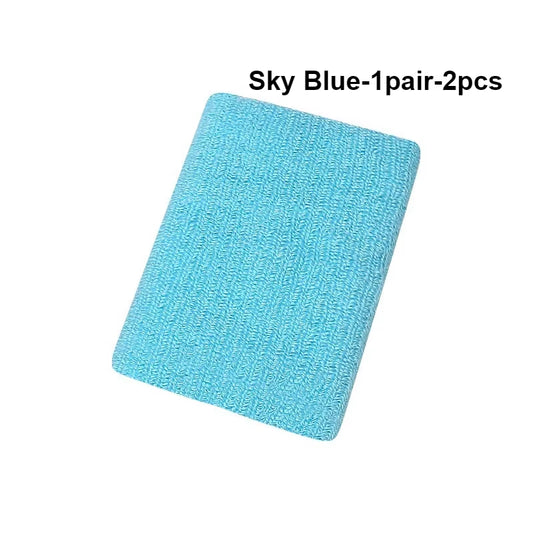 New Hot 1Pairs 2Pcs Set Breathable Cotton Wrist Sweatbands Sweat Absorbent Wristbands for Tennis Football Basketball Running Gym