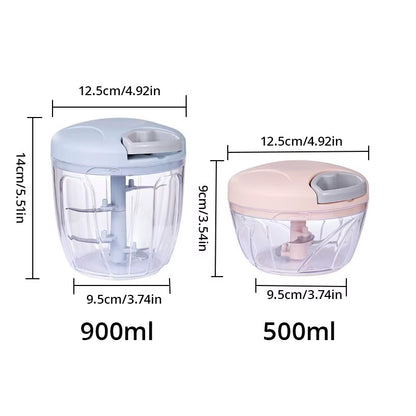 1Pc Pink/Blue 500ML/900ML Household Kitchen Garlic Chopper Mashed Hand Pulled Meat Grinder Multifunctional Vegetable