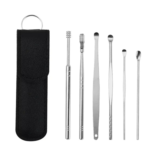 Creative 6-Piece Portable Ear Spoon Set, Ear Spoon Set for Home Use, Adult Spiral Spring Ear Spoon