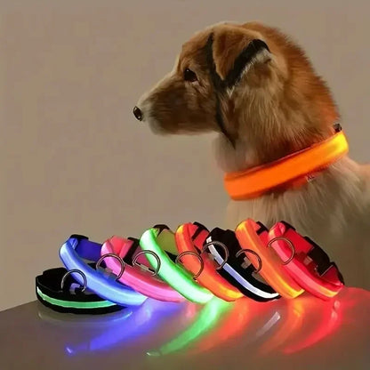 Light up LED Pet Dog Collar Safety Night Walking Flashing Glow in the Dark LED Pet Dog Battery Collar Small Medium Large Dog