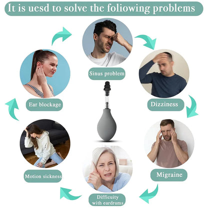 Ear Pressure Tool Portable Ear Pressure Relief Suction Device Wih 3 Sizes of Earplugs Inner Ear Pressure Relief Tool for Headach