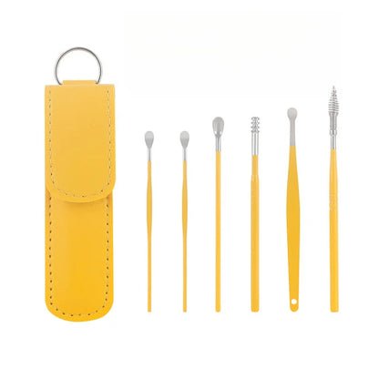 Creative 6-Piece Portable Ear Spoon Set, Ear Spoon Set for Home Use, Adult Spiral Spring Ear Spoon