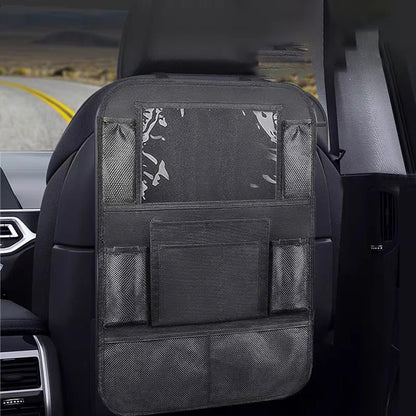 1Pc Simple Black Large Size Multi Grid Seat Back Hanging Car Storage Bag, Multifunction Car Storage Bag for Car, Halloween, Than