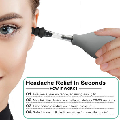 Ear Pressure Tool Portable Ear Pressure Relief Suction Device Wih 3 Sizes of Earplugs Inner Ear Pressure Relief Tool for Headach