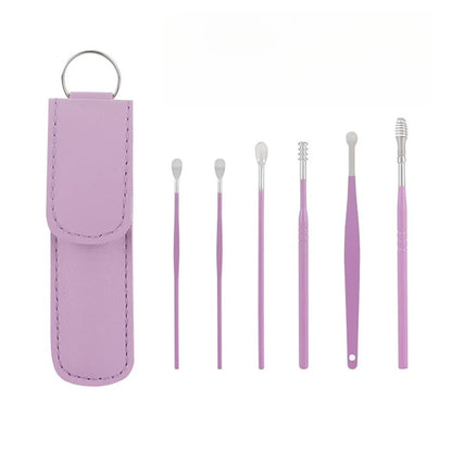 Creative 6-Piece Portable Ear Spoon Set, Ear Spoon Set for Home Use, Adult Spiral Spring Ear Spoon
