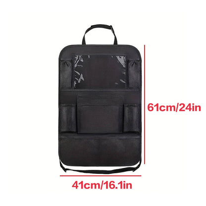 1Pc Simple Black Large Size Multi Grid Seat Back Hanging Car Storage Bag, Multifunction Car Storage Bag for Car, Halloween, Than