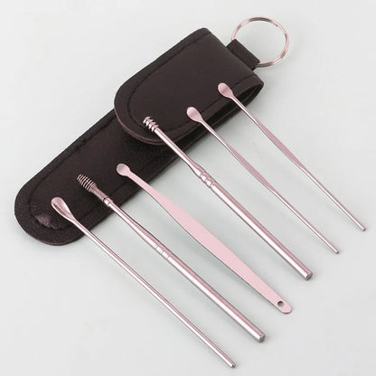 Creative 6-Piece Portable Ear Spoon Set, Ear Spoon Set for Home Use, Adult Spiral Spring Ear Spoon